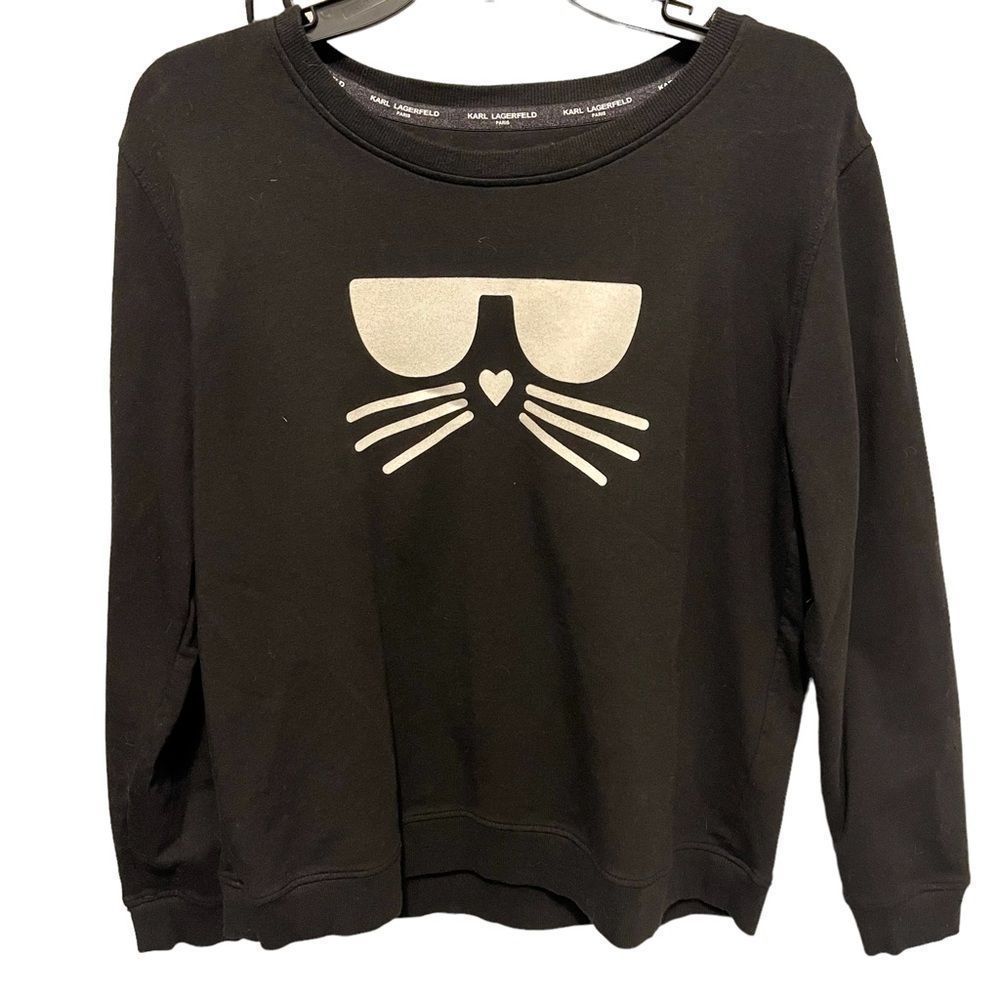 Karl Lagerfeld Black Cat Sweatshirt Size M